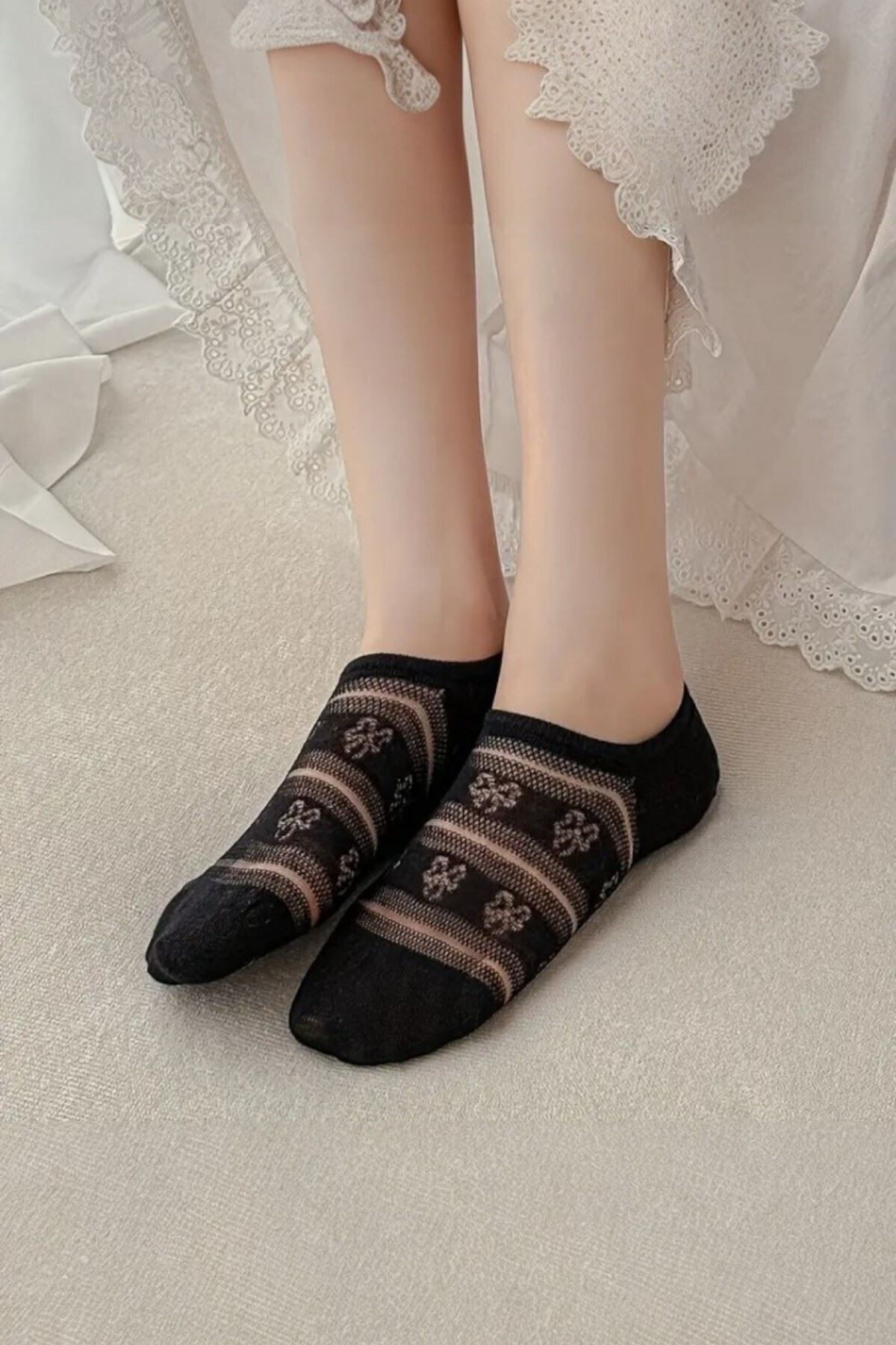 Kadın 4 Çift Premium Kalite Kelebek Desenli Babet Çorap
