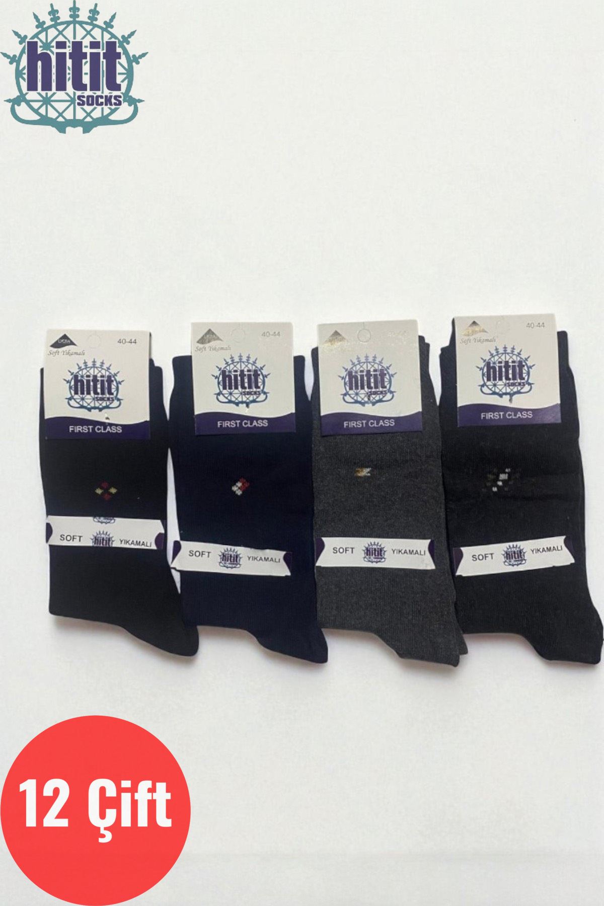 Erkek 12 Çift Günlük Sıkmayan Boğazlı Pamuklu Desenli Uzun Çorap