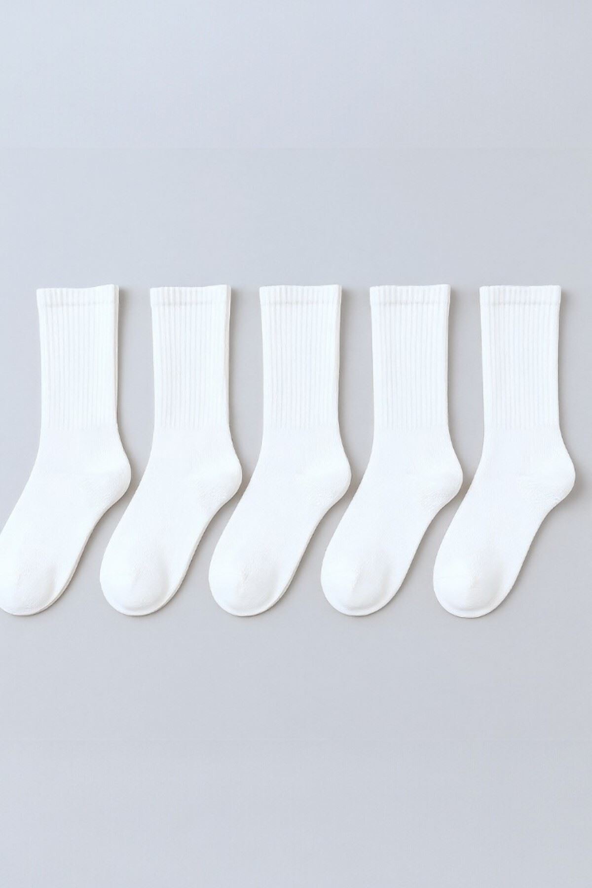 Unisex 5 Çift Premium Kalite Yüksek Pamuklu Kolej Çorap
