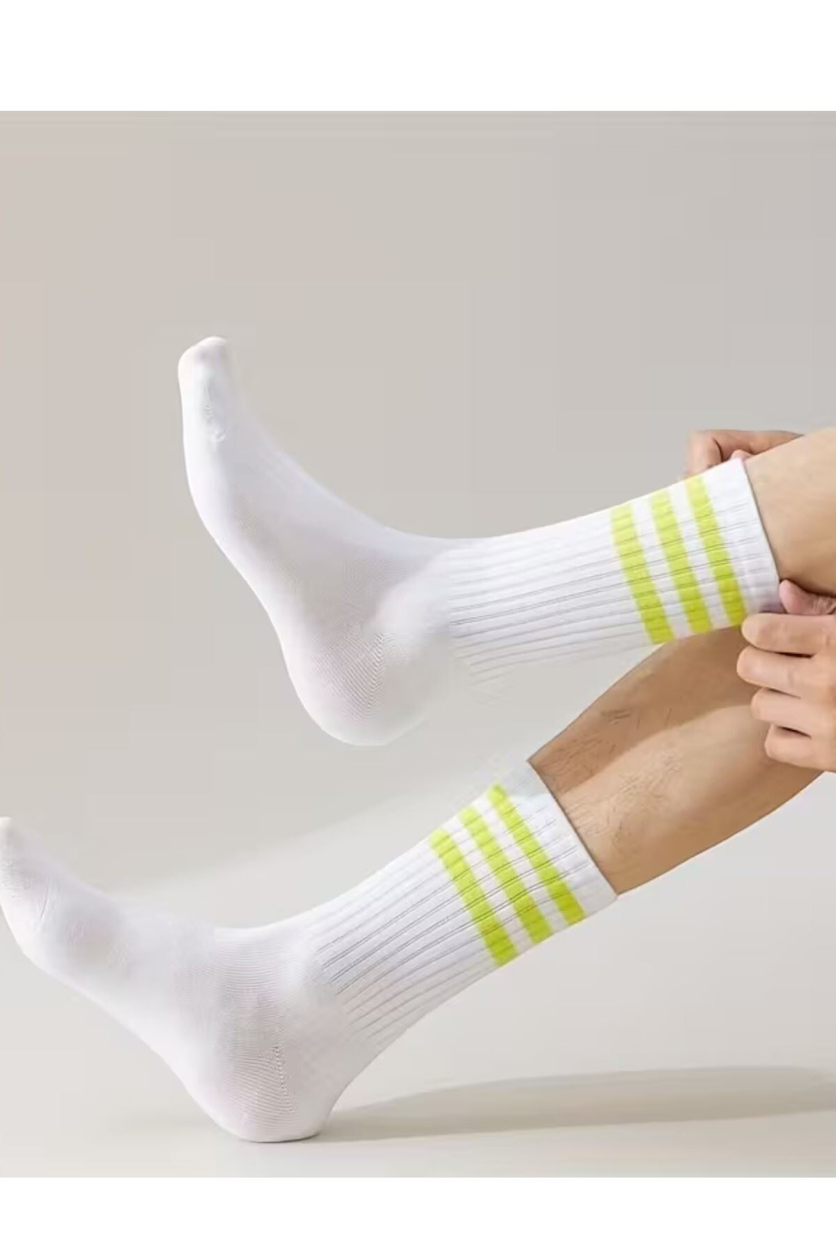 Unisex 6 Çift Renkli Çizgi Detaylı Premium Kalite Tüm Mevsime Uygun Günlük Kolej Çorap