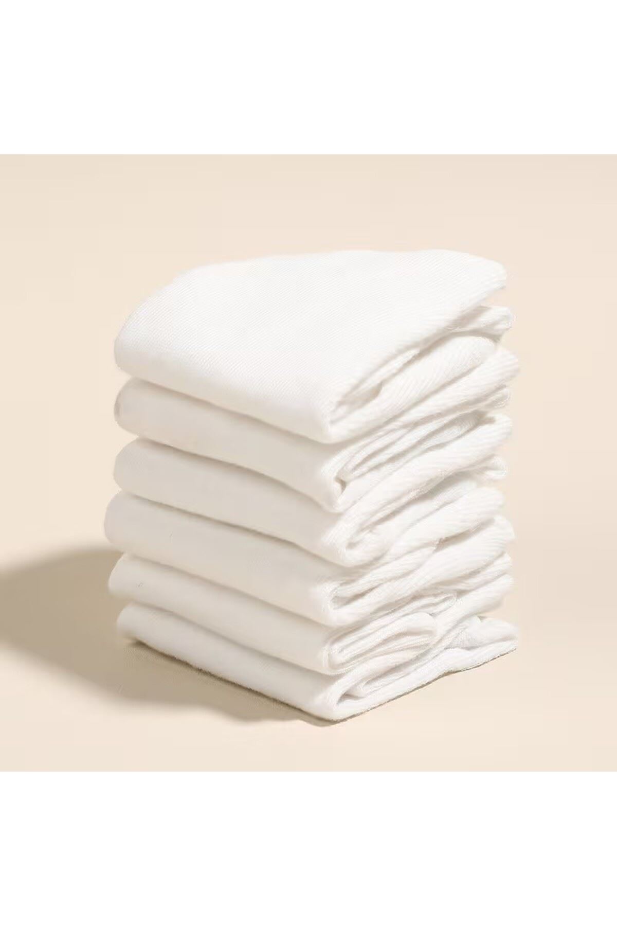 Erkek 5 Çift Düz Beyaz Soket Çorap Uzun Boğazlı Nefes Alan Esnek Boğazlı Sıkmayan