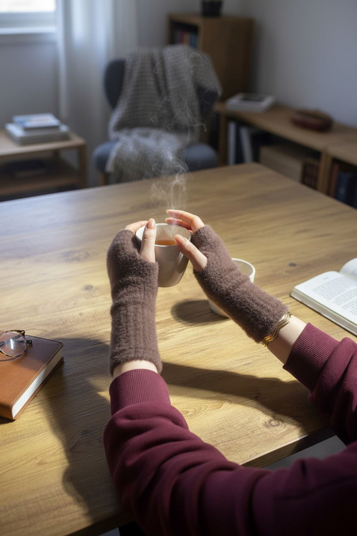 Kadın 1 Çift Kışlık Parmaksız Termal Esnek Polarlı Peluş Eldiven