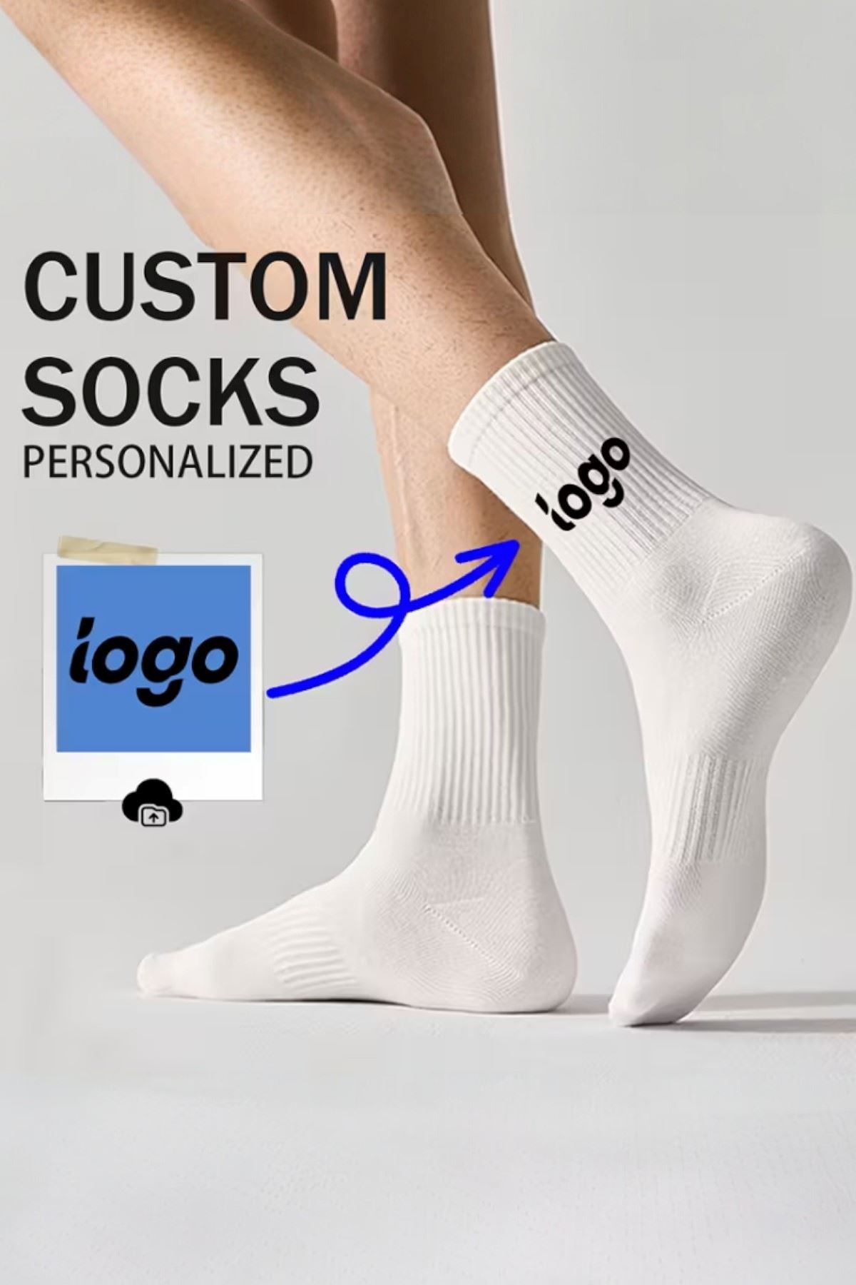 Hitit Socks Kişiye Özel Fotoğraf Baskılı ve Yazılı 1 Çift Uzun Kolej Çorap Beyaz