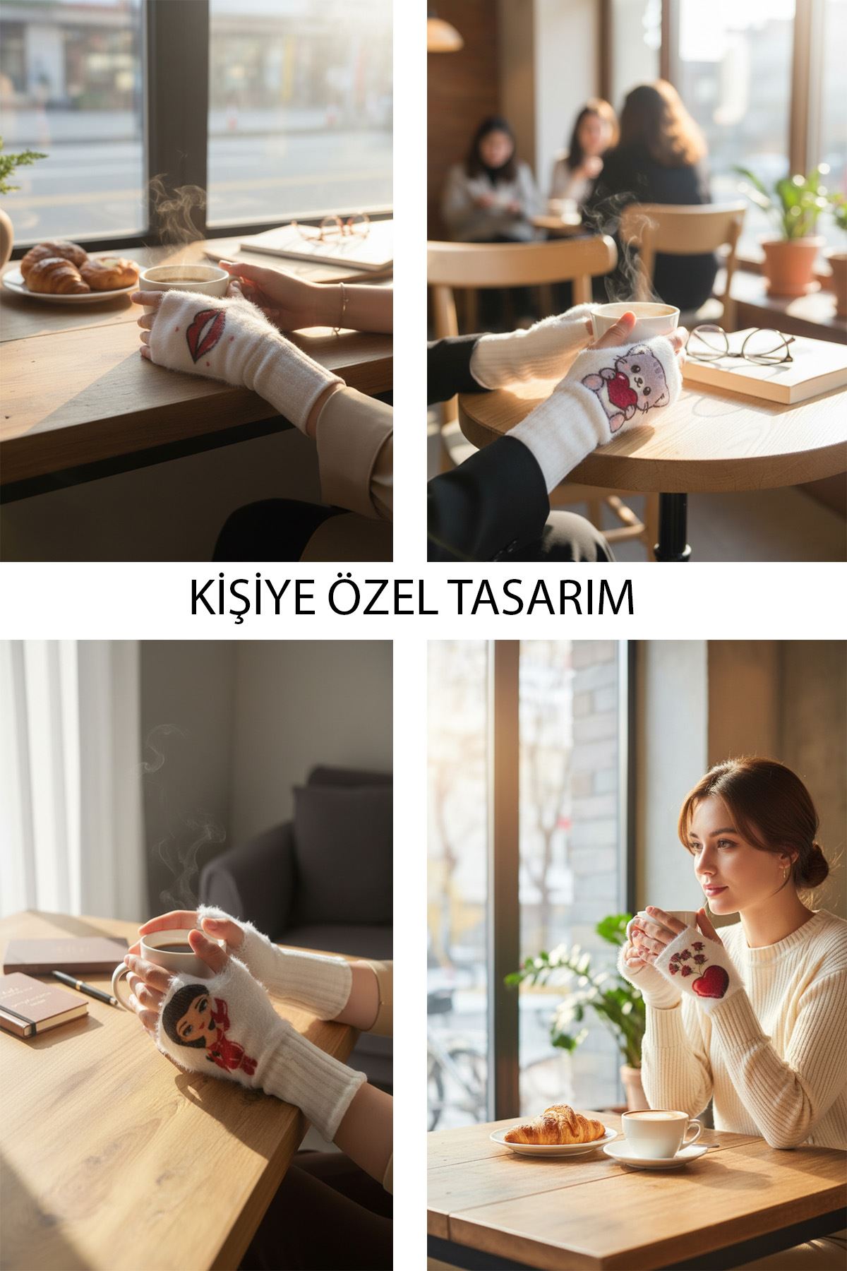 Hitit Socks Kişiye Özel Tasarımlı Kadın 1 Çift Kışlık Parmaksız Termal Esnek Peluş Eldiven