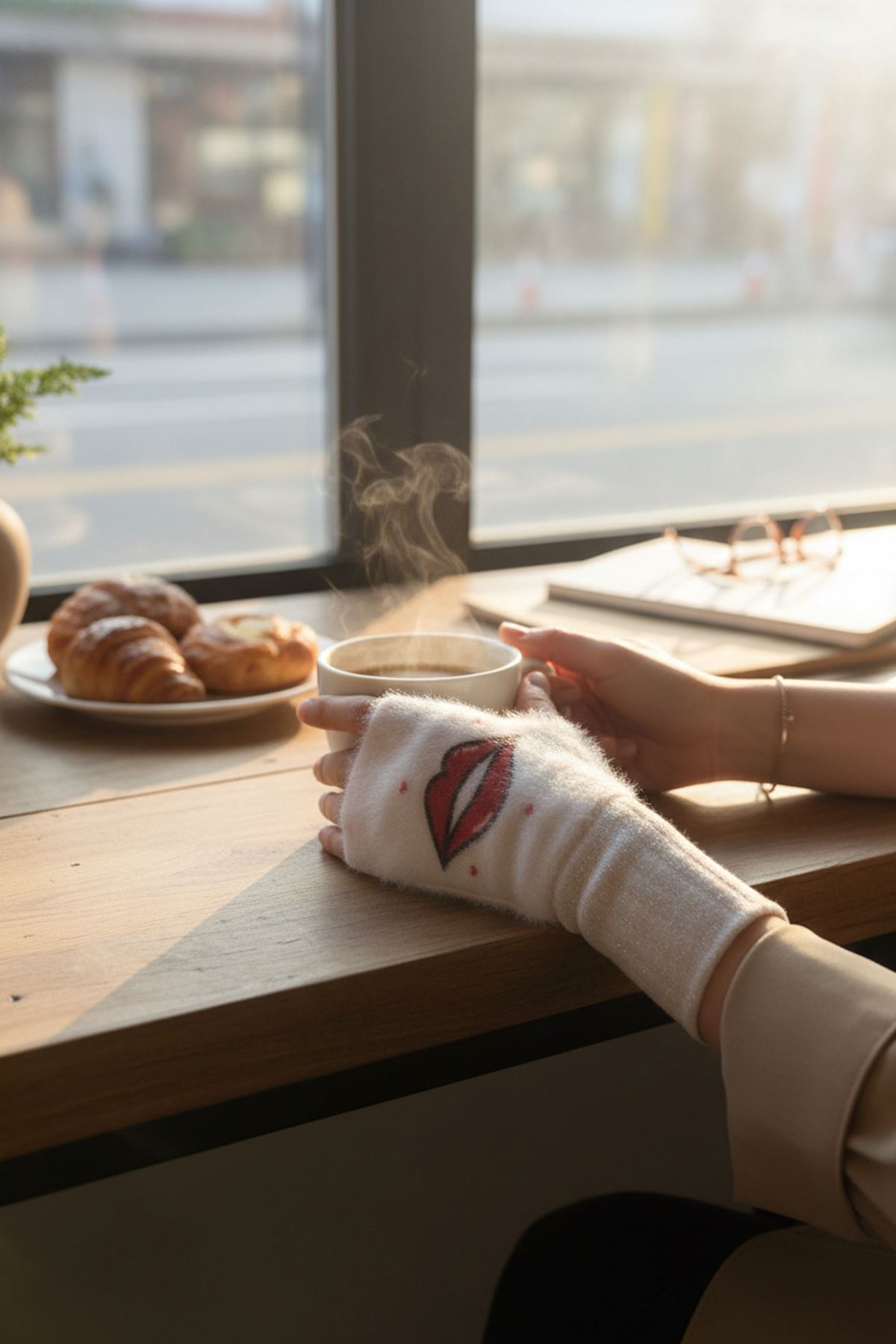 Hitit Socks Kişiye Özel Tasarımlı Kadın 1 Çift Kışlık Parmaksız Termal Esnek Peluş Eldiven