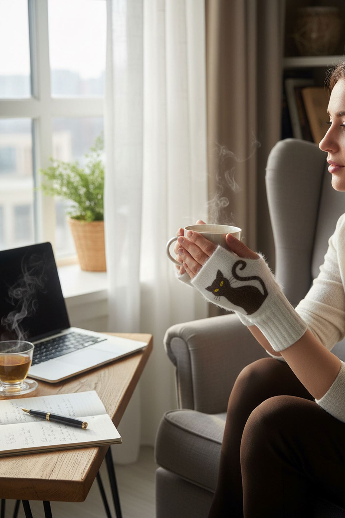 Hitit Socks Kişiye Özel Tasarımlı Kadın 1 Çift Kışlık Parmaksız Termal Esnek Peluş Eldiven