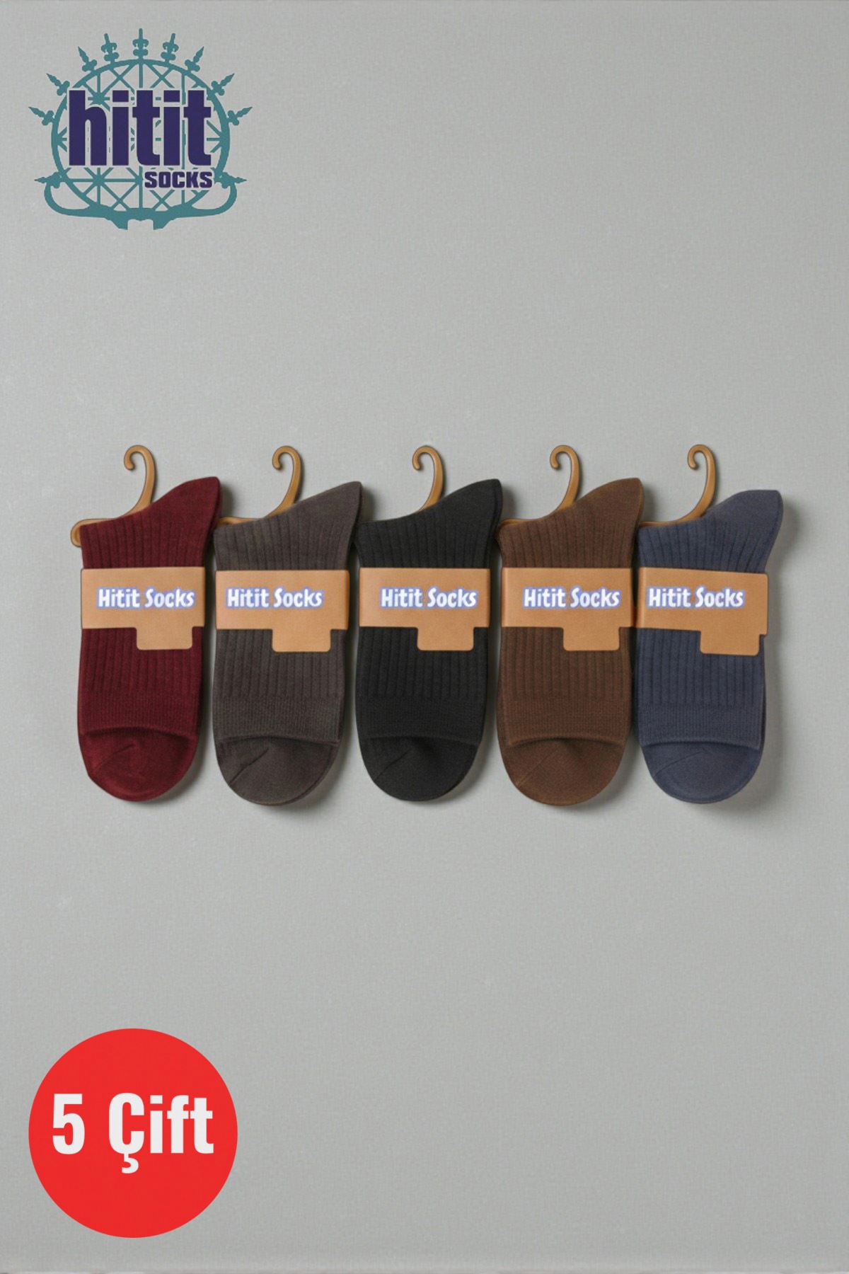 Hitit Socks Erkek 5 Çift Premium Kalite Fitilli Taban ve Burun Takviyeli Casual Soket Çorap
