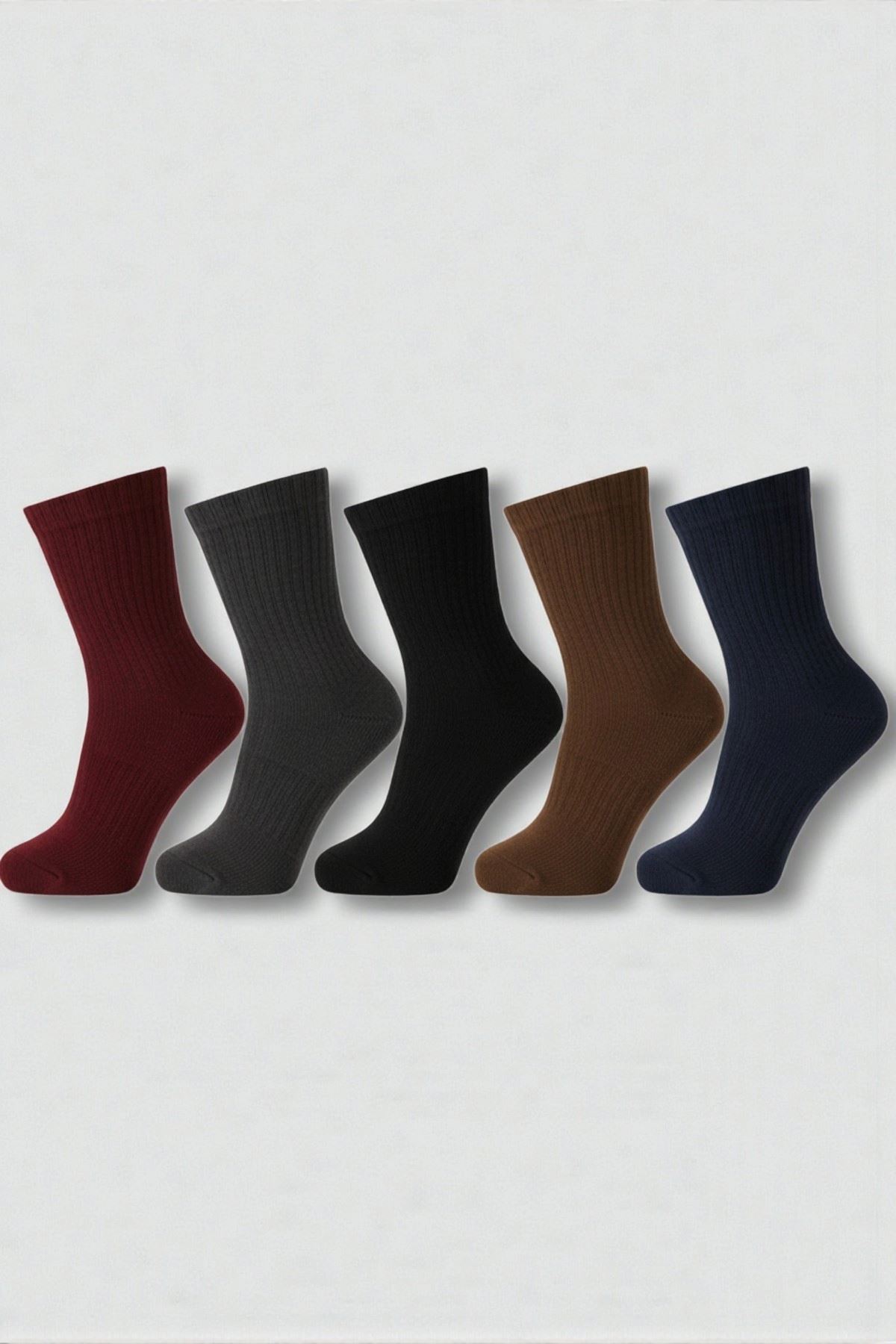 Hitit Socks Erkek 5 Çift Premium Kalite Fitilli Taban ve Burun Takviyeli Casual Soket Çorap