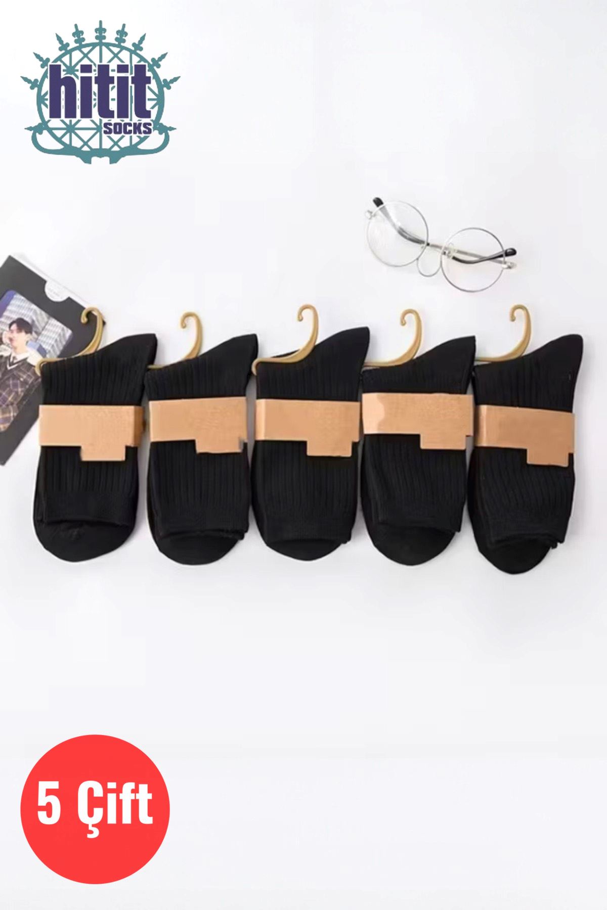 Hitit Socks Erkek 5 Çift Premium Kalite Fitilli Taban ve Burun Takviyeli Casual Soket Çorap