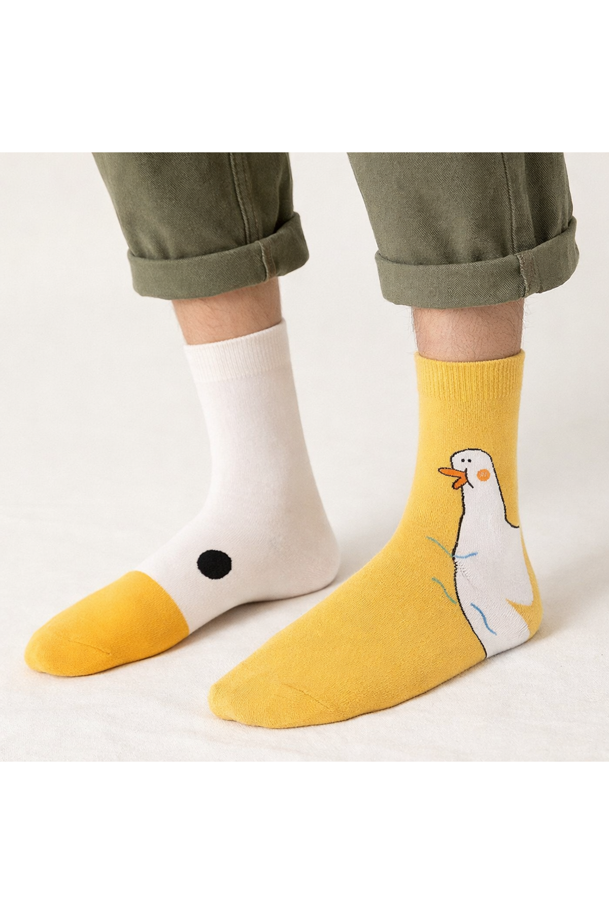Hitit Socks Unisex 4 Çift Ördek Başı Desenli Çorap Ördek Desenli Uzun Soket Çorap 36-44 ARası