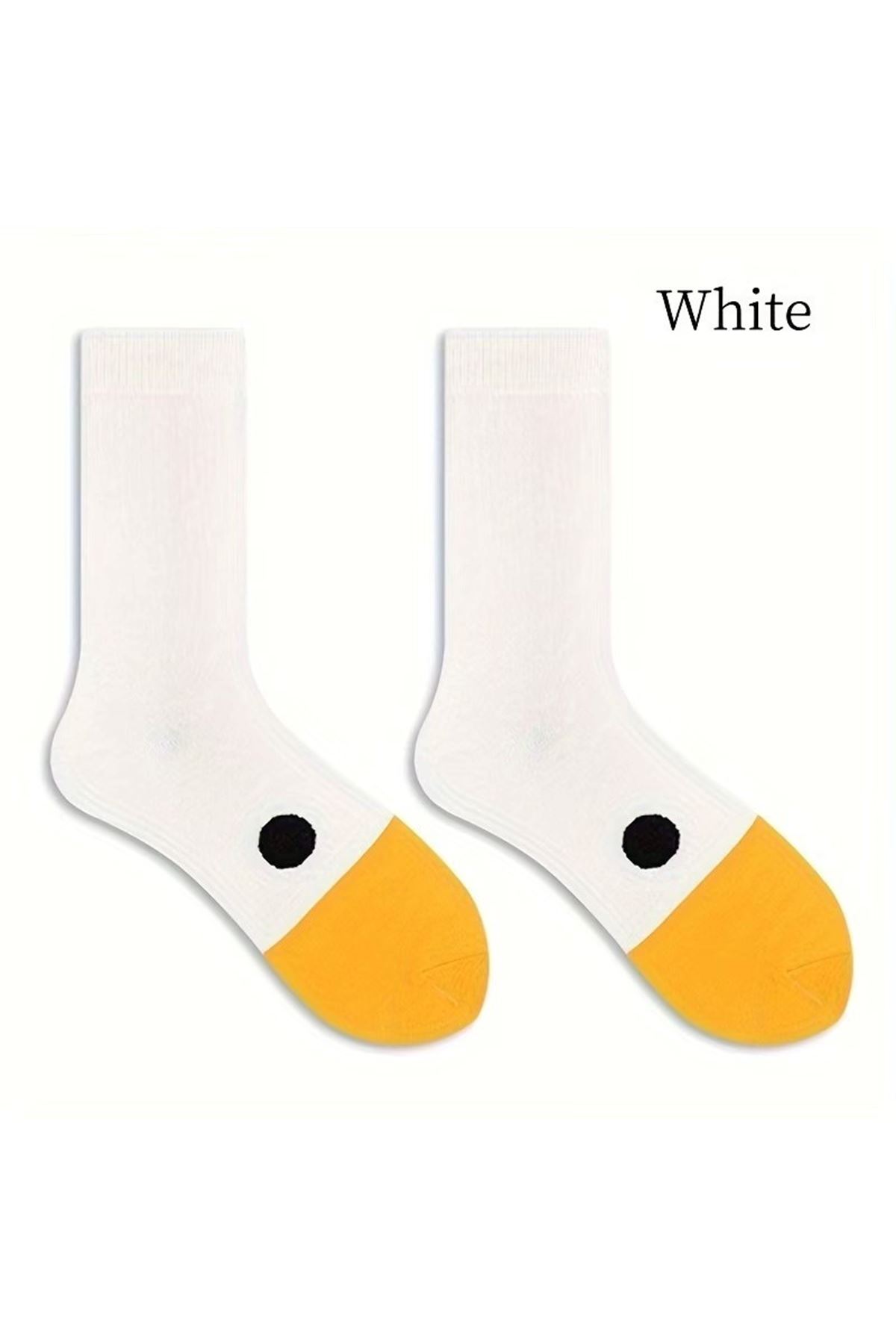 Hitit Socks Unisex 4 Çift Ördek Başı Desenli Çorap Ördek Desenli Uzun Soket Çorap 36-44 ARası