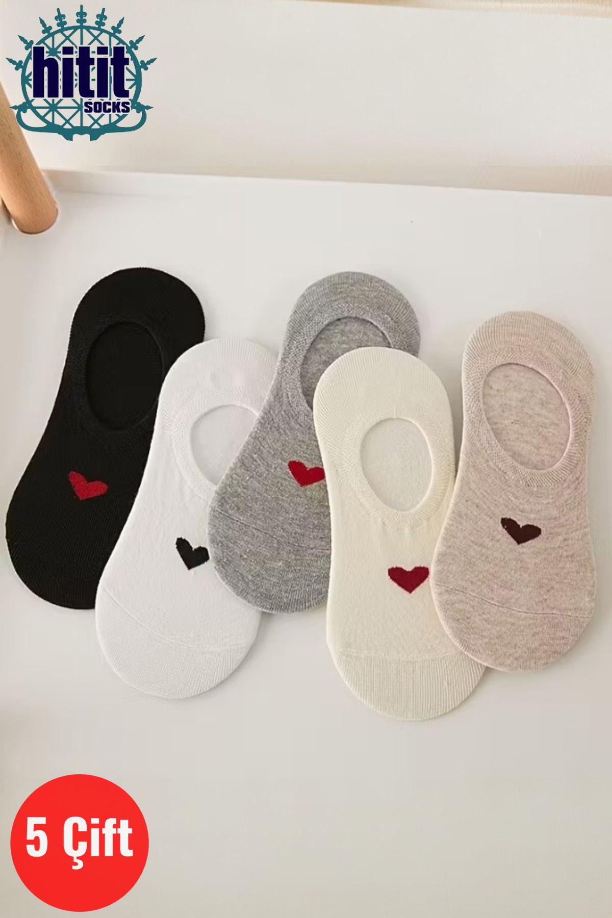 Hitit Socks Kadın 5 Çift Boğazı Olmayan Ayakkabıdan Görünmeyen Suba Babet Çorap Çok Renkli
