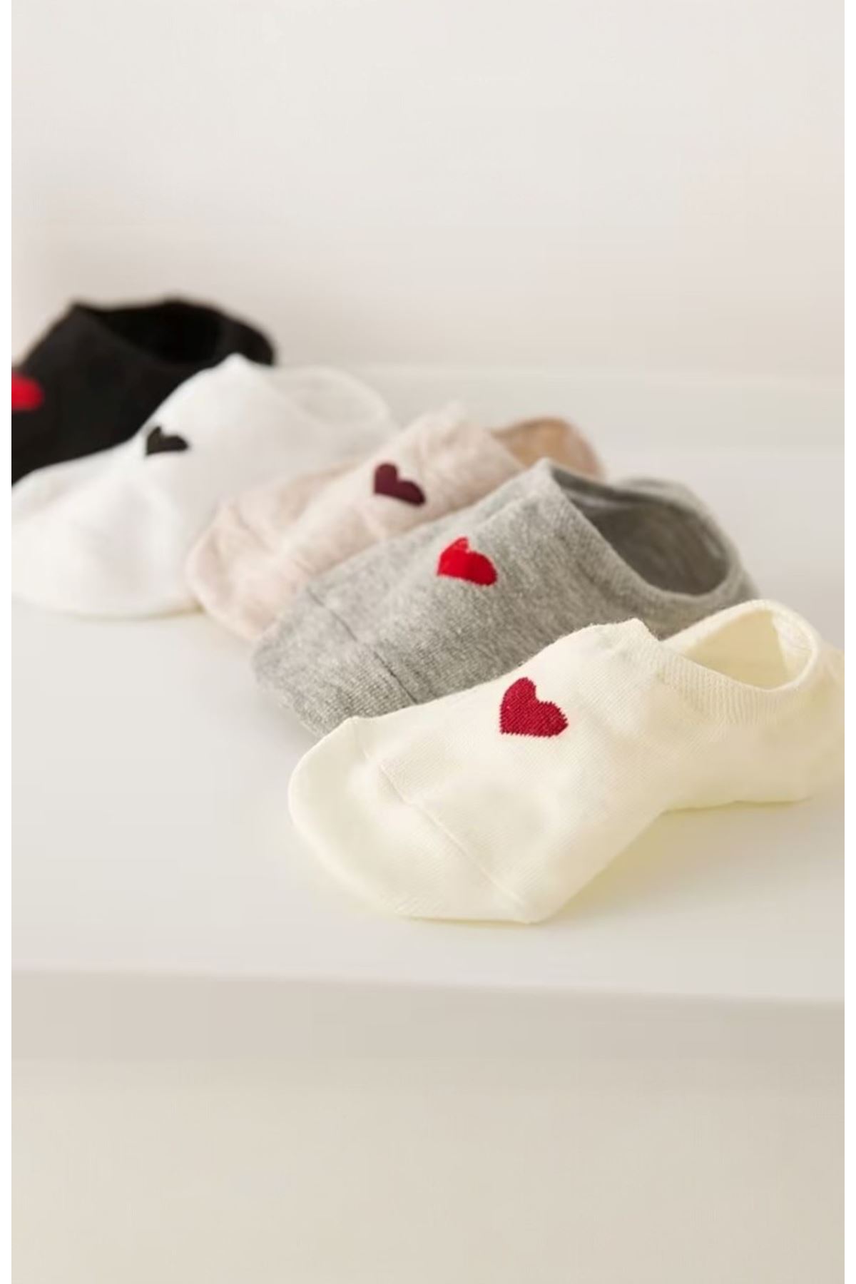 Hitit Socks Kadın 5 Çift Boğazı Olmayan Ayakkabıdan Görünmeyen Suba Babet Çorap Çok Renkli