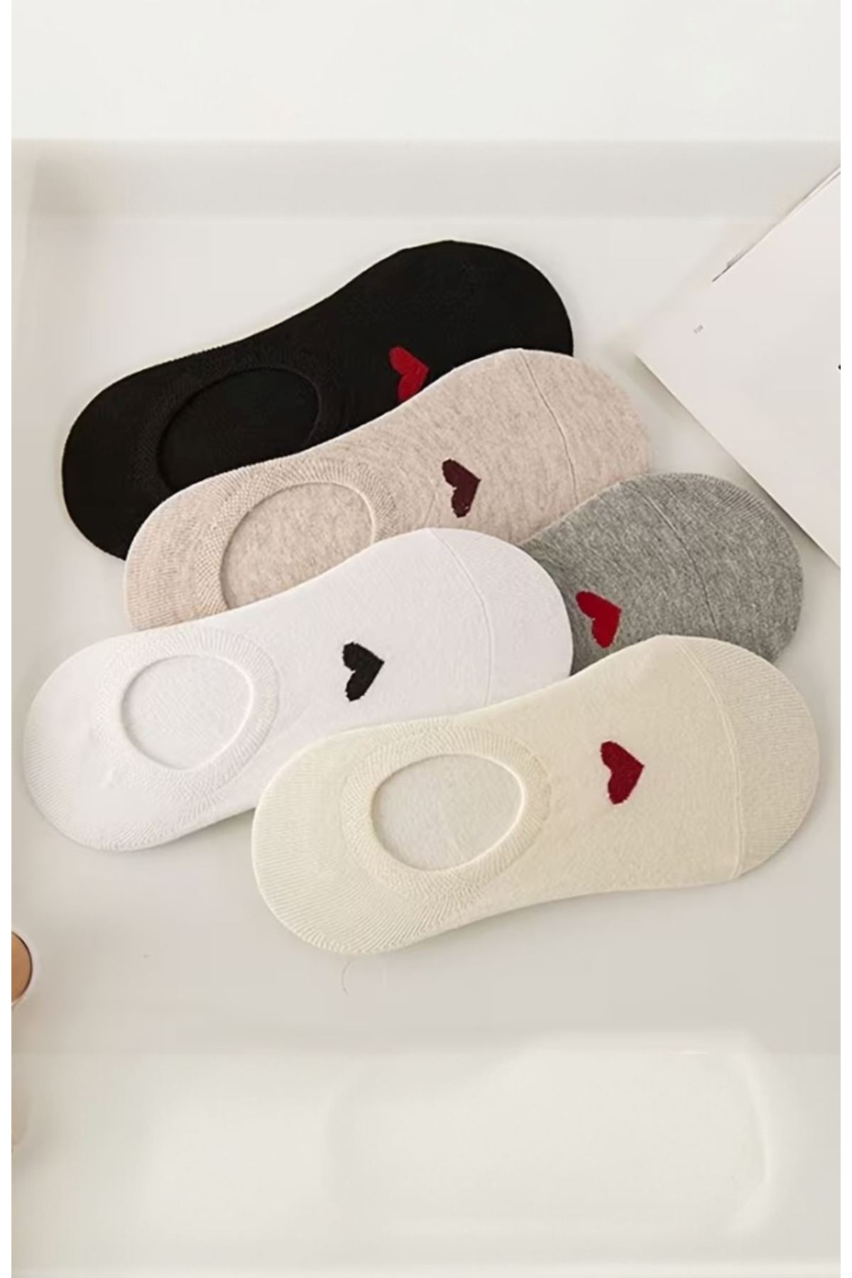 Hitit Socks Kadın 5 Çift Boğazı Olmayan Ayakkabıdan Görünmeyen Suba Babet Çorap Çok Renkli