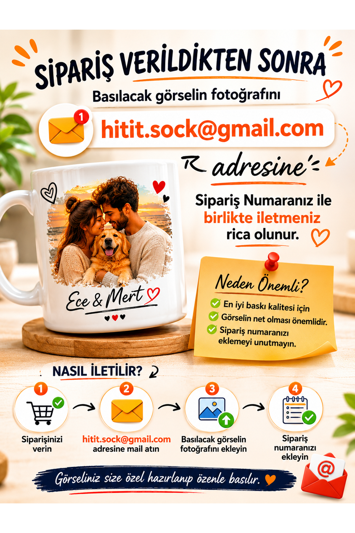 Hitit Socks Kişiye Özel İsimli ve Fotoğraflı Kupa Bardak Porselen 