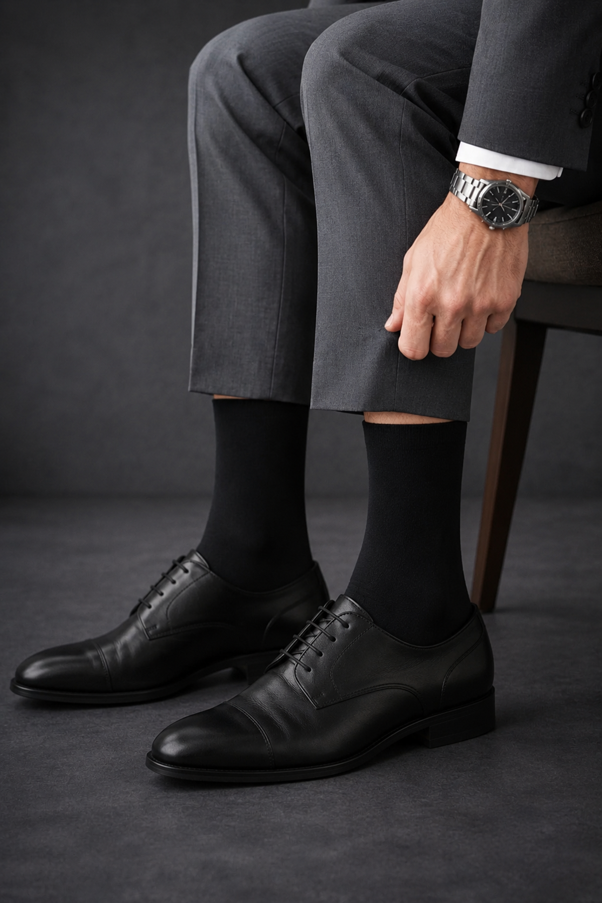 Hitit Socks Erkek 5 Çift Düz Siyah Pamuklu Çorap Günlük Kullanım Bacak Sıkmayan Rahat Kalıp