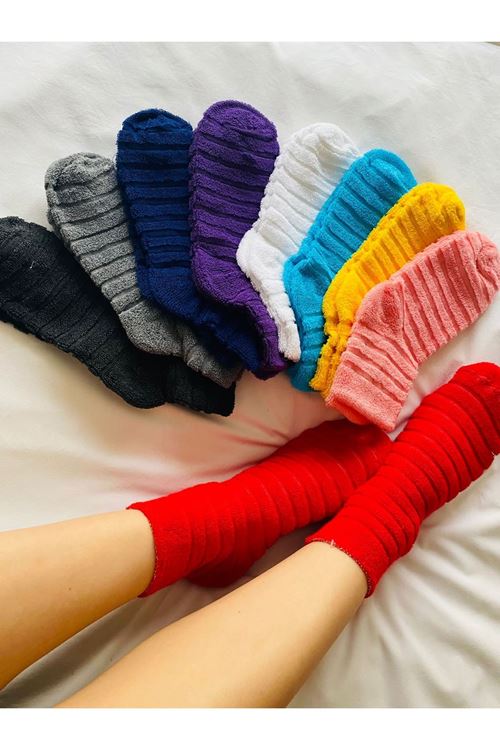 Kadın Havlu Kışlık Patik Çorap 4 Çift Çorap