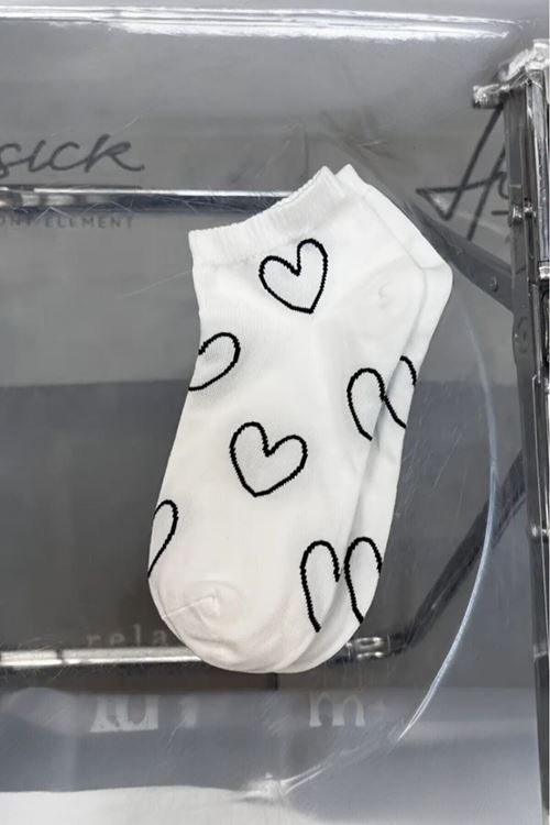 Kadın 4 Çift Premium Kalite Kalp Desenli Patik Çorap Çok Renkli