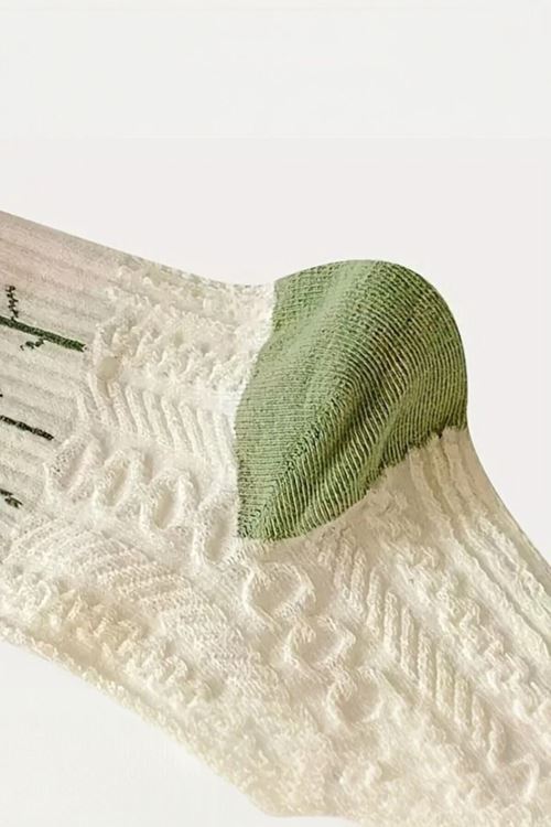 Kadın 5 Çift Premium Kalite Yeşil Çiçek Desenli Soket Çorap