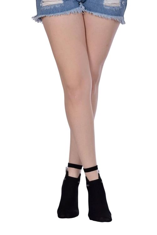 Kadın 4 Çift Premium Kalite Kedili Tül Patik Çorap