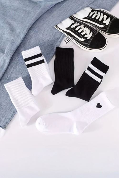 Unisex 5 Çift Premium Kalite Desenli Tenis Soket