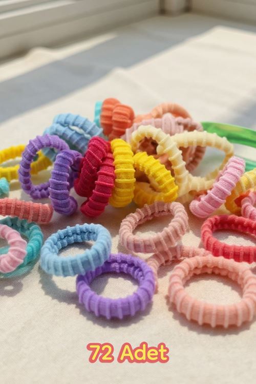 72’li Ekonomik Paket Renkli Lastikli Saç Tokası Günlük Kullanım