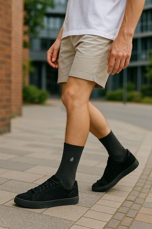 Erkek 12 Çift Günlük Sıkmayan Boğazlı Pamuklu Desenli Uzun Çorap