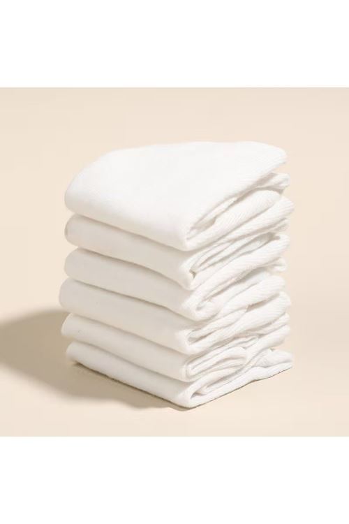 Erkek 5 Çift Düz Beyaz Soket Çorap Uzun Boğazlı Nefes Alan Esnek Boğazlı Sıkmayan