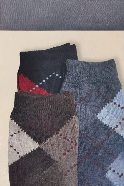 Erkek 10 Çift Günlük Sıkmayan Boğazlı Terletmez Baklava Desenli Baba Çorabı