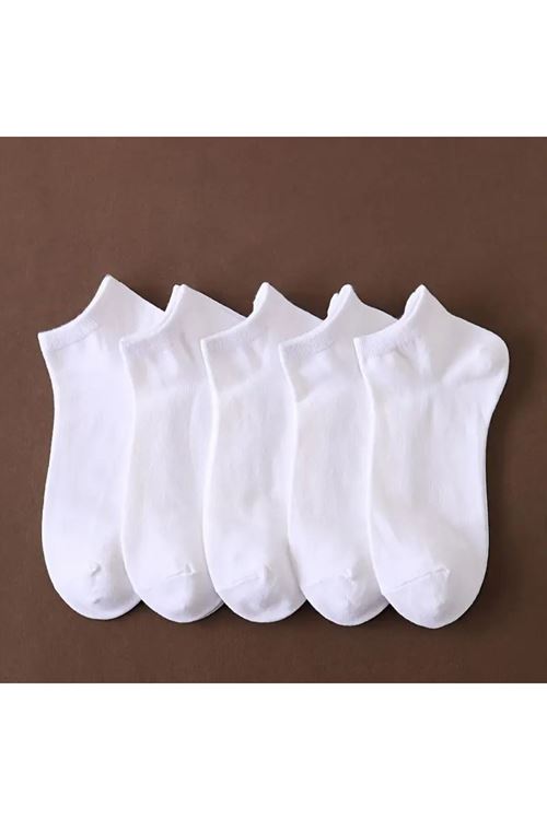 Hitit Sock Erkek 10 Çift Premium Kalite Pamuklu Düz Patik Beyaz