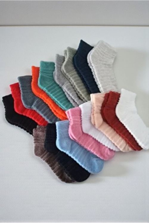 Kadın 8 Çift Premium Kışlık Ters Havlu Termal Patik Çok Renkli