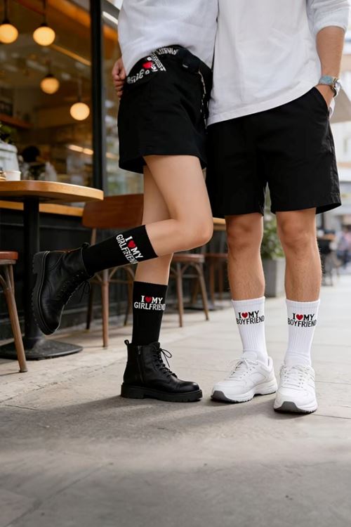 Hitit Socks Unisex 4 Çift Sevgili Çorabı Hediyelik Günlük Kullanıma Uygun Uzun Kolej Çorap
