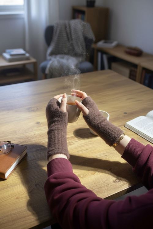 Kadın 1 Çift Kışlık Parmaksız Termal Esnek Polarlı Peluş Eldiven