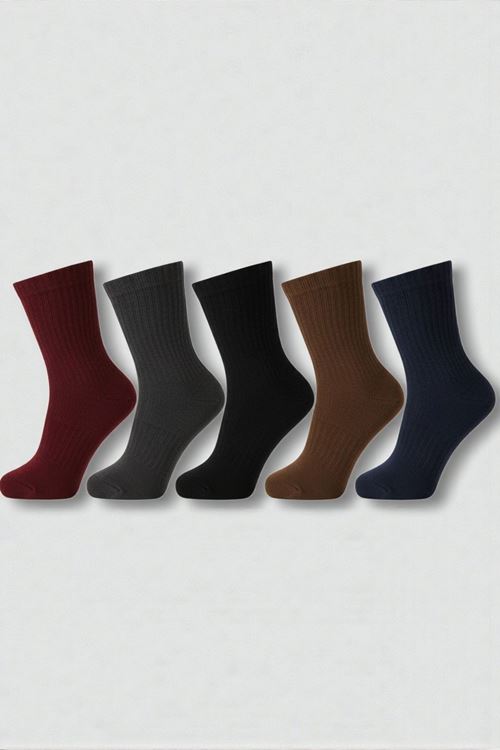 Hitit Socks Erkek 5 Çift Premium Kalite Fitilli Taban ve Burun Takviyeli Casual Soket Çorap
