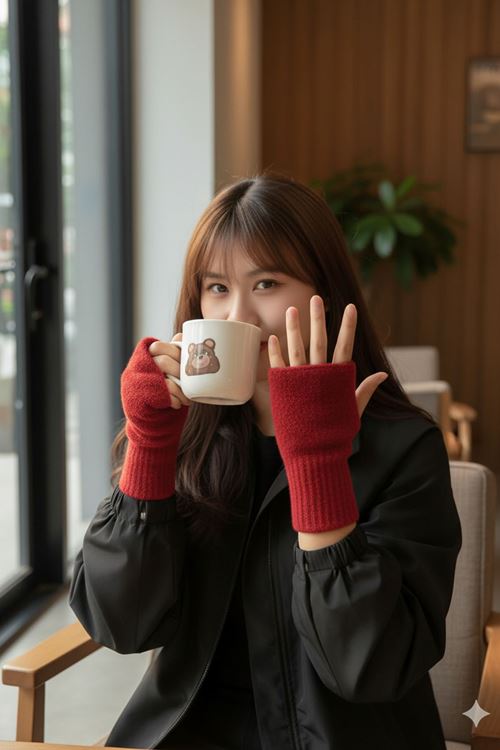 Hitit Socks Kadın 1 Çift Kışlık Parmaksız Termal Esnek Polarlı Peluş Eldiven