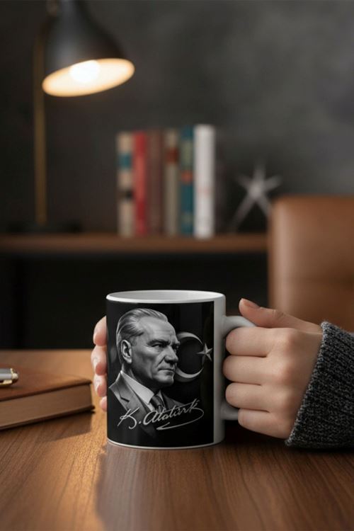 Hitit Socks Atatürk Baskılı Porselen Premium Kalite Kupa Bardak