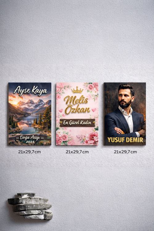 Kişiye Özel Fotoğraf Baskılı 3 Adet MDF Tablo Premium Kalite  21x30 CM 