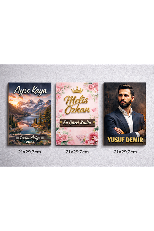 Kişiye Özel Fotoğraf Baskılı 3 Adet MDF Tablo Premium Kalite  21x30 CM 