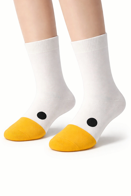 Hitit Socks Unisex 4 Çift Ördek Başı Desenli Çorap Ördek Desenli Uzun Soket Çorap 36-44 ARası