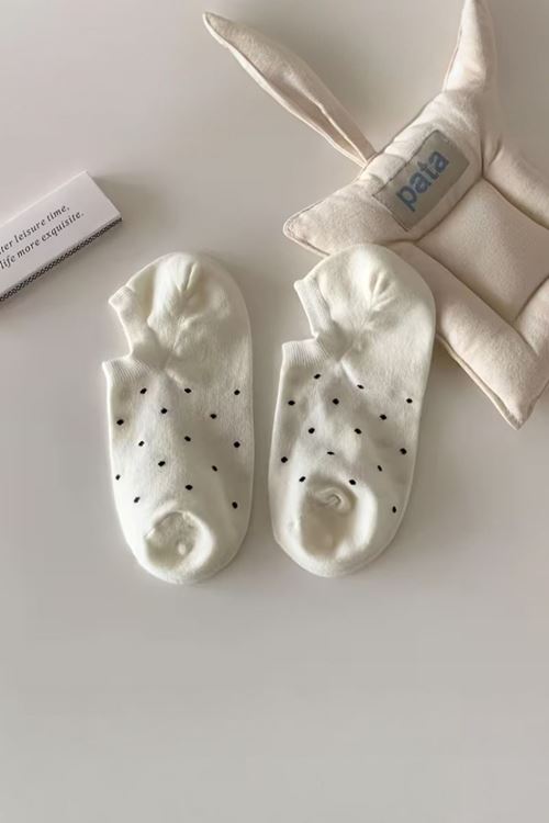 Hitit Socks Kadın 4 Çift Nokta Desenli Yüksek Pamuklu Görünmez Babet Çorap Çok Renkli