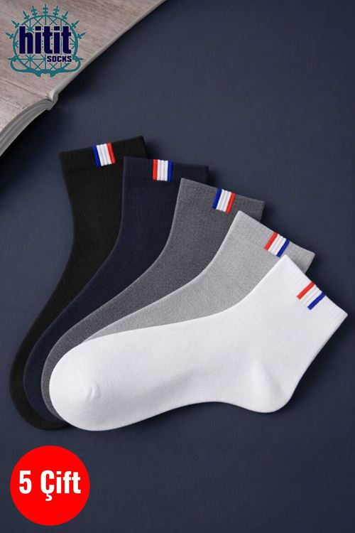 Hitit Socks Erkek 5 Çift Modern Tarz  Kısa Konç Soket Çorap Çok Renkli 