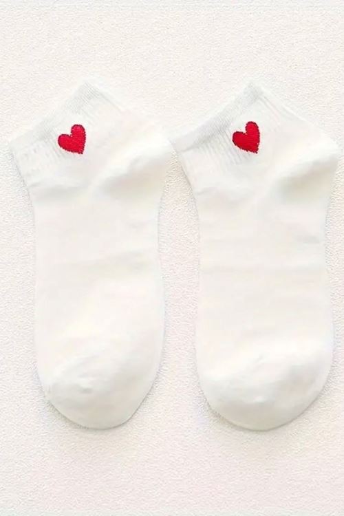Hitit Socks Kadın 5 Çift Pamuklu Günlük Kullanım İçin Kalp Desenli Kısa Patik Bilek Çorabı Çok renkli