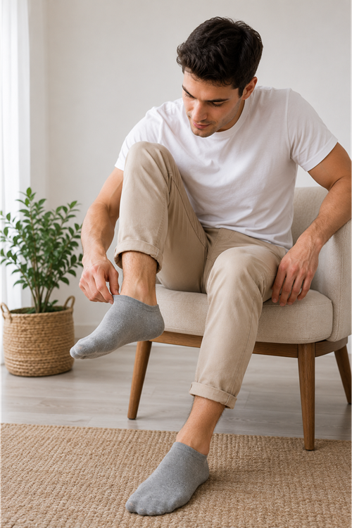 Hitit Socks 10 Çift Erkek Patik Çorap 40-45 Numara Siyah Beyaz Gri Lacivert Pamuklu Kısa Spor Çorap