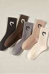 Kadın 5 Çift Premium Yüksek Pamuklu Yeni Kalp Desenli Casual Çorap Çok Renkli